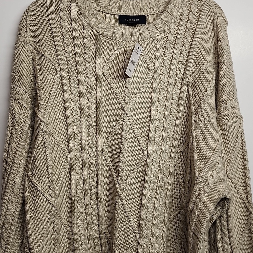 Cotton On Sz XL Cozy Classic Minimalist Cable Knit Sweater - Cream NWT - Picture 3 of 11